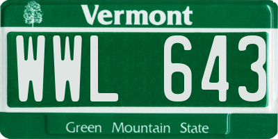 VT license plate WWL643