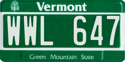 VT license plate WWL647