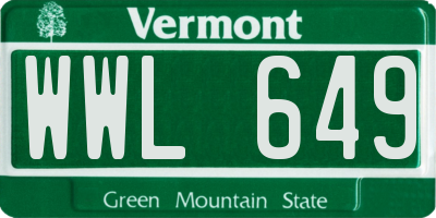 VT license plate WWL649