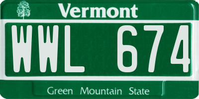 VT license plate WWL674