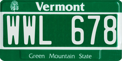 VT license plate WWL678