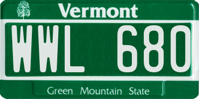 VT license plate WWL680