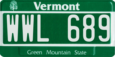 VT license plate WWL689