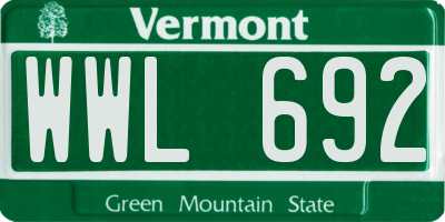 VT license plate WWL692