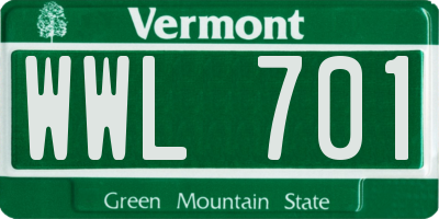 VT license plate WWL701