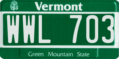 VT license plate WWL703