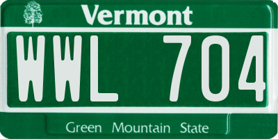 VT license plate WWL704