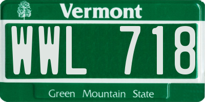 VT license plate WWL718