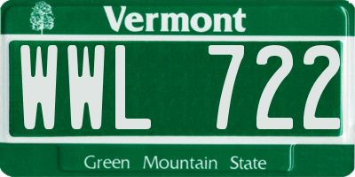VT license plate WWL722