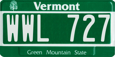 VT license plate WWL727
