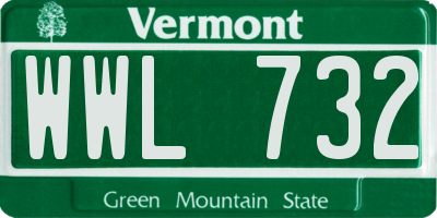 VT license plate WWL732