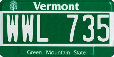 VT license plate WWL735
