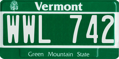 VT license plate WWL742