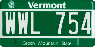 VT license plate WWL754