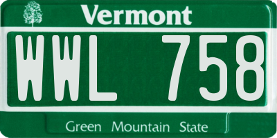 VT license plate WWL758