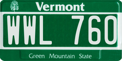 VT license plate WWL760