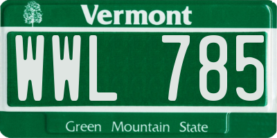 VT license plate WWL785