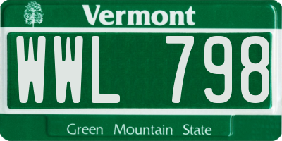 VT license plate WWL798