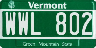 VT license plate WWL802