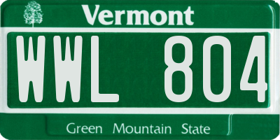 VT license plate WWL804