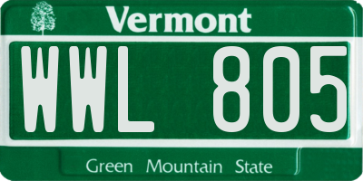 VT license plate WWL805