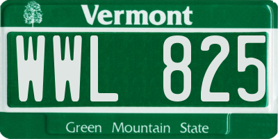 VT license plate WWL825