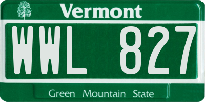 VT license plate WWL827