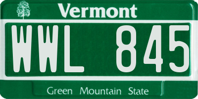 VT license plate WWL845