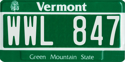 VT license plate WWL847