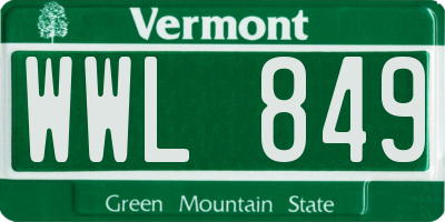 VT license plate WWL849