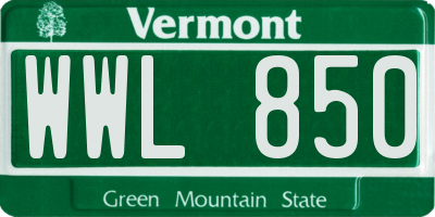 VT license plate WWL850