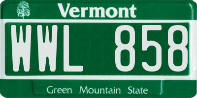 VT license plate WWL858