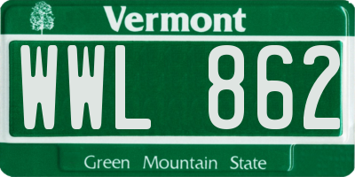 VT license plate WWL862