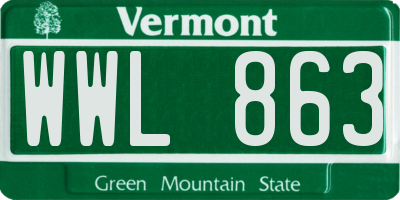 VT license plate WWL863