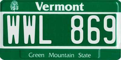 VT license plate WWL869
