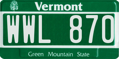 VT license plate WWL870