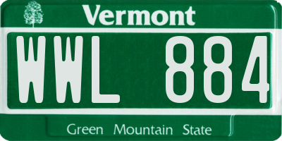 VT license plate WWL884