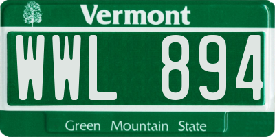 VT license plate WWL894