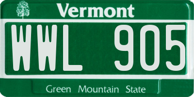 VT license plate WWL905