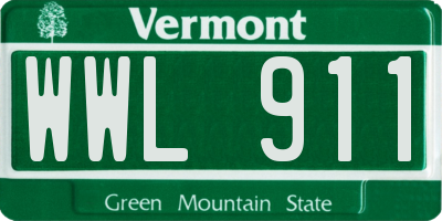 VT license plate WWL911