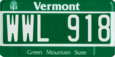 VT license plate WWL918