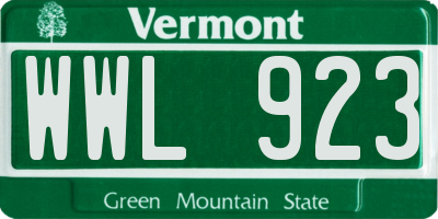VT license plate WWL923