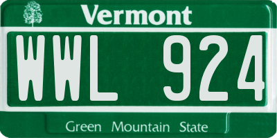VT license plate WWL924