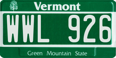 VT license plate WWL926