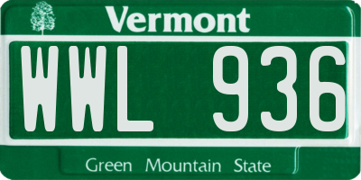VT license plate WWL936