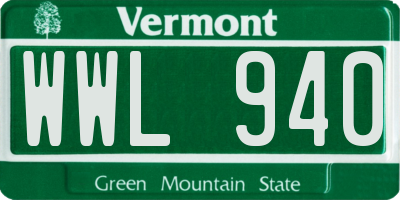 VT license plate WWL940
