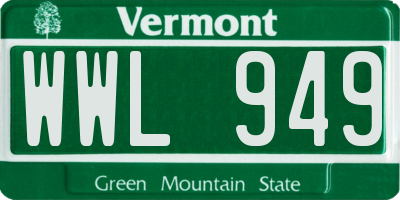 VT license plate WWL949
