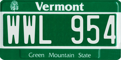VT license plate WWL954
