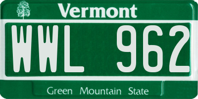 VT license plate WWL962