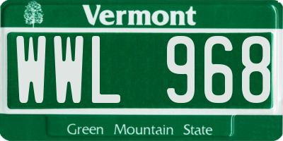 VT license plate WWL968